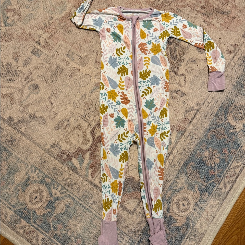 Little Sleepies - Dusty Mauve Fall Leaves Zippy